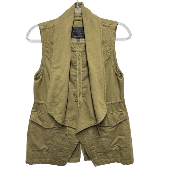 Anthropologie Jackets & Blazers - Pure Linen Cotton Herringbone Safari Desert Utility Safari Vest Jacket Army